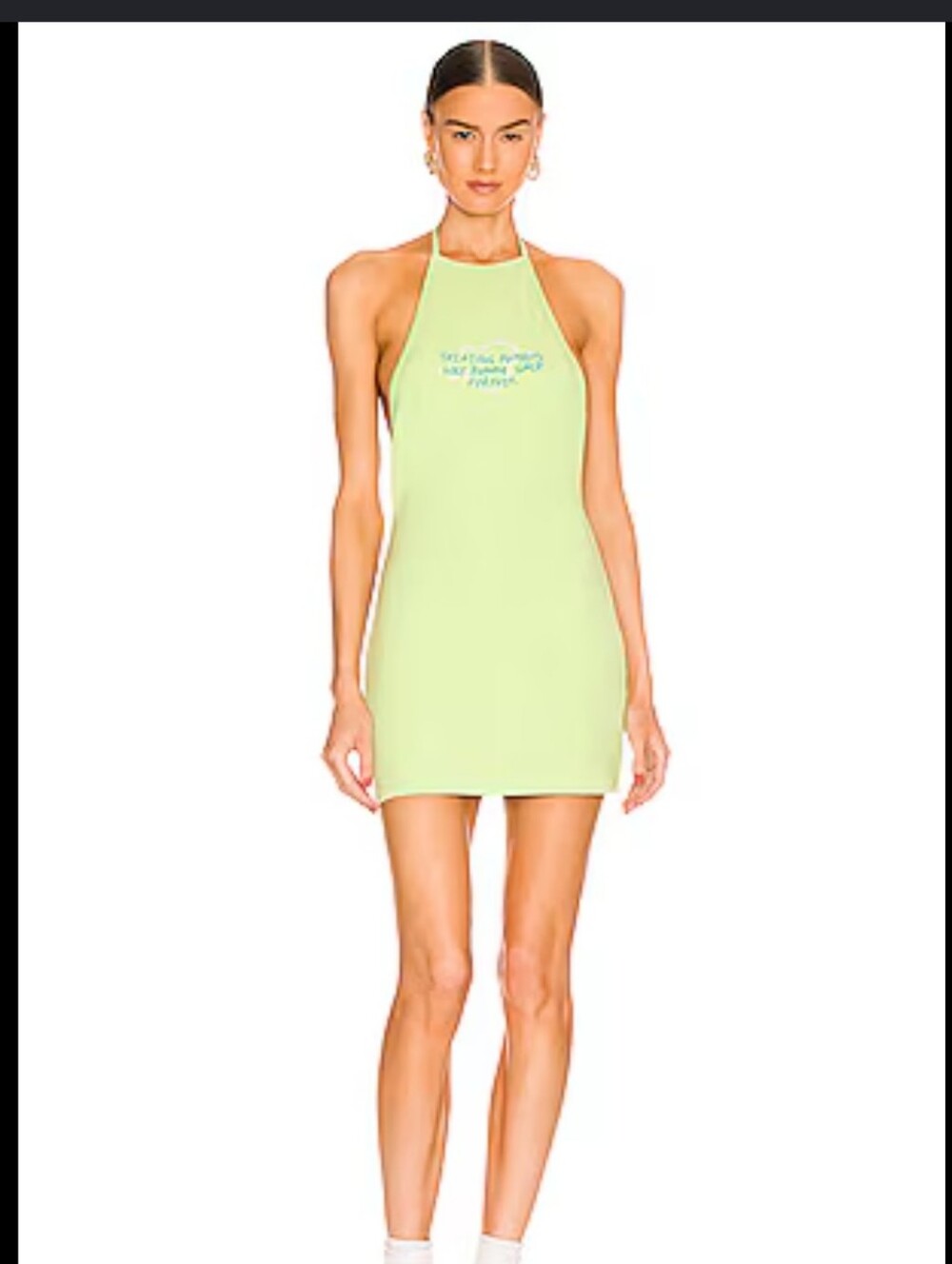 The Mayfair Group x Revolve Halter Mini Dress Green Graphic S/M